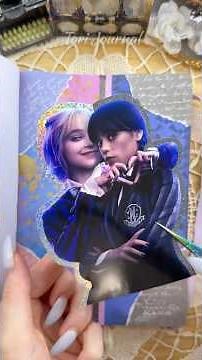 ASMR journal Wednesday & Enid🐺🌑🎻🧁🌸🦇🕷️|#asmr #journal #diy #art #wednesday #netflix #fypシ