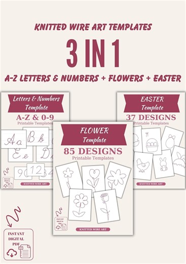 Wire Art Template 3 in 1 Bundle Package Knitting Wire Art Pattern Wire Wrap Tricotin Wire Knitting Icord Template Flower Knitting Wire Pdf - Etsy