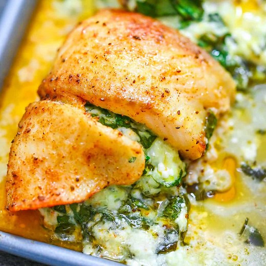 Spinach Stuffed Flounder - So Creamy, So Flaky | COOKTORIA