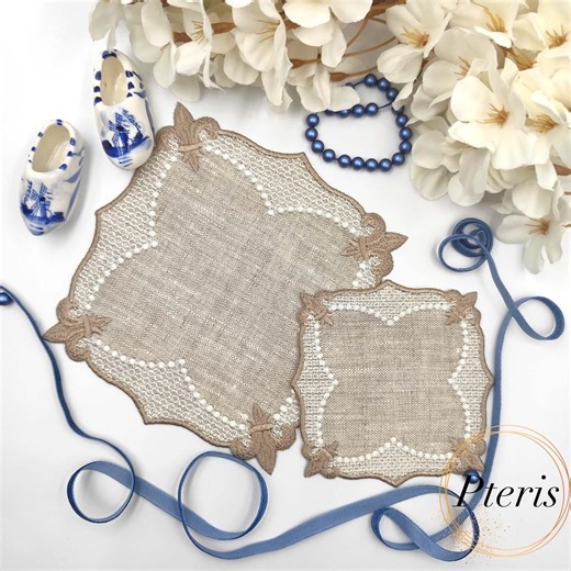 Elegant Cup Coaster Machine Embroidery Design -ITH 5 Sizes - Mug Rug Doily - Etsy