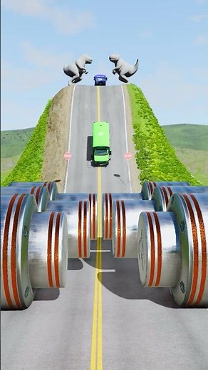 Cars & School Bus vs Hydraulic Crush-BeamNG.Drive