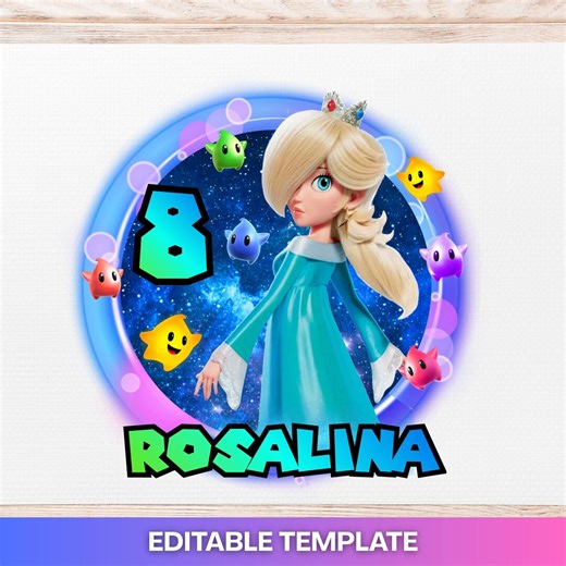 Editable Mario Galaxy Rosalina PNG, Rosalina PNG, Instant Download, Mario Galaxy Rosalina Birthday PNG, Rosalina Cake Topper, Birthday Shirt - Etsy
