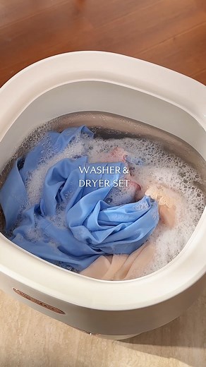 Temu Official on Instagram: "🌀 Laundry made easy, anywhere! This Portable Washing Machine & Dryer combo is perfect for small spaces, travel, or quick refreshes. No more laundry day stress! 🏡✨ 🔍 Find it at https://temu.to/m/u0qk1uk9krb or with this code dwx4225. #Temu #TemuFinds #LaundryEssentials"