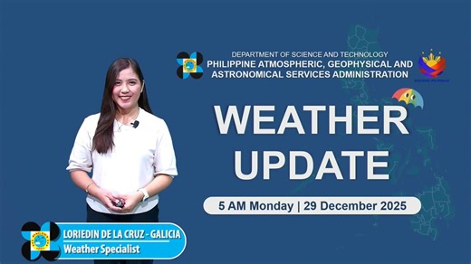 State weather bureau PAGASA gives a weather update as of 5 AM today, December 29, 2025. COURTESY: DOST-PAGASA | GMA News