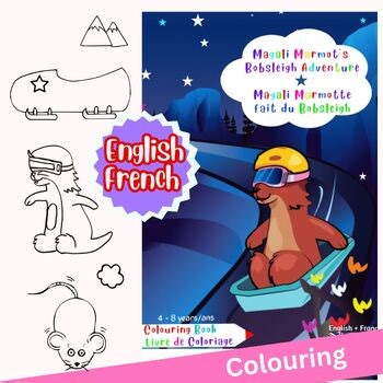 Bilingual French Sports Colouring, Trace French   English Words, Bobsleigh pics