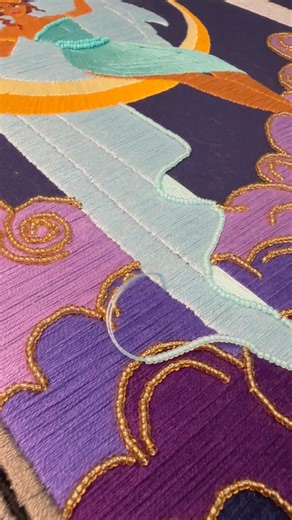 Beading the priestess’s veil✨ #craftshorts #highpriestess #embroideryshorts #creativeprocess