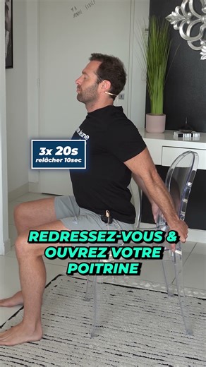 Difficulté à tenir droit assis ? 🪑 Étirez-vous avec ce geste simple #ResterJeune #RJFit #Dos