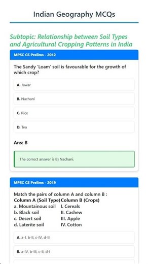 Relationship between Soil Types and Agricultural Cropping Patterns in India
