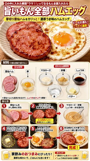 ビールが止まらない！厚切り雲仙ハムの旨いもん全部ハムエッグ