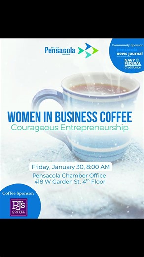 Pensacola, this one means a lot to us 💜☕ We’re proud to be the coffee sponsor for the Greater Pensacola Chamber’s Women in Business Coffee—pouring cups, sparking conversations, and supporting the incredible women who make our community so special. We can’t wait to see you there! #pjscoffeepensacola #womeninbusiness #smallbusinessowner #pensacola #coffee