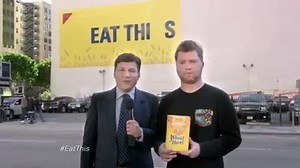 Dude STUNNED when Wheat Thins Billboard Falls onto Parked Cars | Wheat Thins