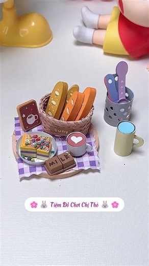 Chị Thỏ làm phần trà chiều mini xinh xỉu #tiemdochoi #dochoigiay #종이장난감 #미니DIY #diypapercraft