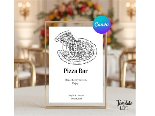 Pizza Bar Table Sign, Editable Template, Food Station Sign, Buffet Party Signage, Slice of Love Elegant Minimal Wedding Decor, Canva, We1 - Etsy