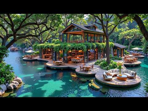 Beautiful Relaxing Jazz In Forest | Riverside Tranquility Jazz Cabin With Fresh Ambience For Relax
