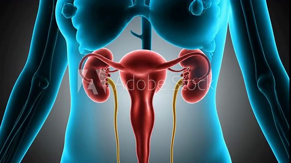 Detailed 3D xray visualization of female human anatomy, highlighting the intricate reproductive and urinary systems for medical and scientific study