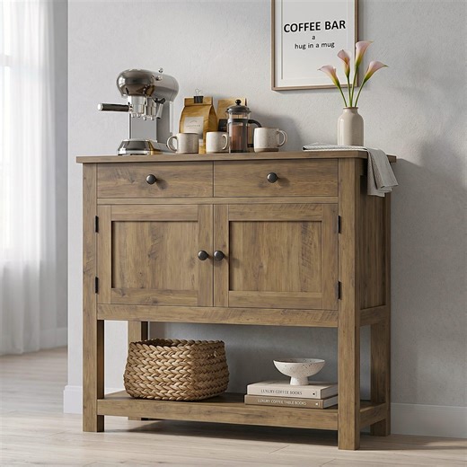 Console Table With Cabinet and Drawers | Rustic Wood Entryway Sofa Table — Buffet Sideboard for Living Room - Etsy