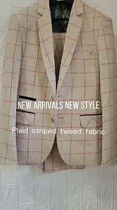 Plaid Suit Men's Groom Wedding Business Dress 3-Pieces Suits Set