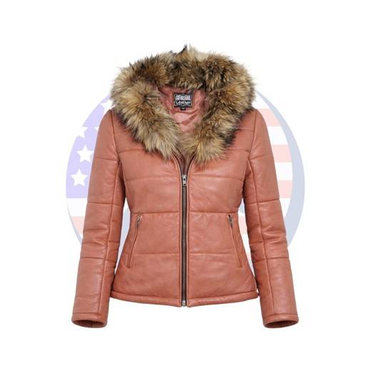 Pink Women’s Leather Jacket With Faux Fox Fur Hood, Shearling Puffer Jacket, Personalized Party Jacket, Stylish Women Leather Jacket Coat - Etsy