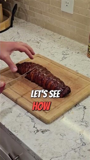 Slicing a Bacon Wrapped Pork Tenderloin