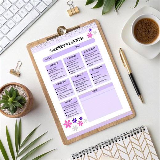 Pink Striped Weekly Planner Printable, Feminine Weekly Schedule, Cute Productivity Planner, Weekly Agenda Sheet - Etsy