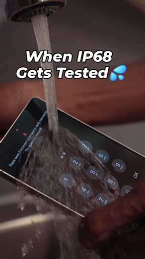 1K views · 24 reactions | That moment you realize the Galaxy S25's IP68 is stronger than your judgment.  Don't worry, the phone is fine! Built to handle life's biggest splashes and spills, but remember: Water resistant, not waterproof! ️ #GalaxyS25Ultra #Durability #Samsung | Tech Kitchen | Facebook