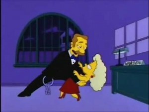 Bart baila vestido de mujer con guardia de prision - Los Simpson