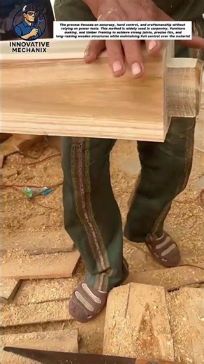 Traditional Timber Joint Cutting with Hand Chisel and Hand Saw
