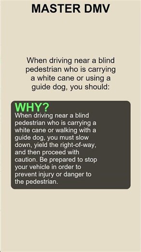 When driving near a blind pedestrian who is carrying a white cane or using a gui