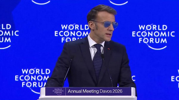 WATCH: Emmanuel Macron wears sunglasses during speech to the World Economic Forum