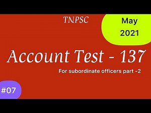 TNPSC | Account Test for Subordinate Officers - part 2 | Test code - 137 | 2021 May