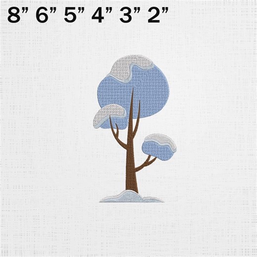 Winter Embroidery // Snow Tree Pattern ( Digital Download ) 6 Sizes - Etsy