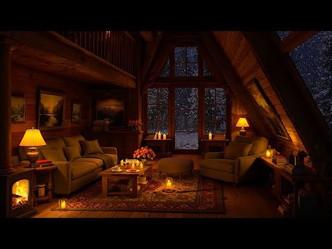 Cozy Winter Hut Ambience ❄️ Relaxing Jazz Music with White Noise & Fireplace Sounds for Deep Sleep