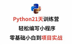 Python21天训练营，轻松编写小程序，零基础小白到项目实战，跟着大佬学编程！