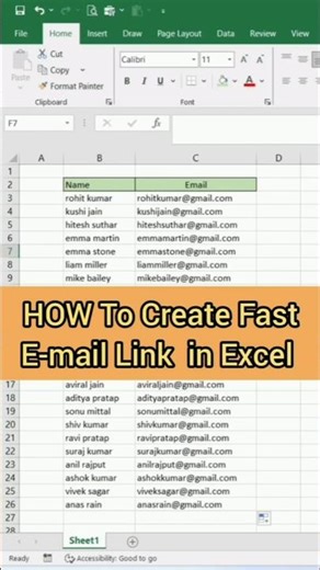How To Create Fast Email Link in #excel #computereducation #exceltipsandtricks #exceltricks