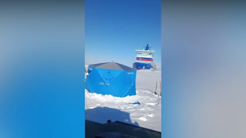 Nuclear-powered icebreaker ship nearly crashes into stunned fishermen
