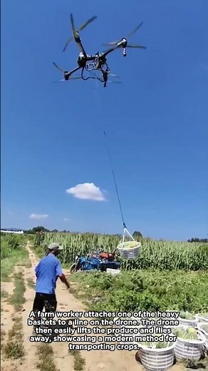 Heavy Lifting Drone at Work on a Farm