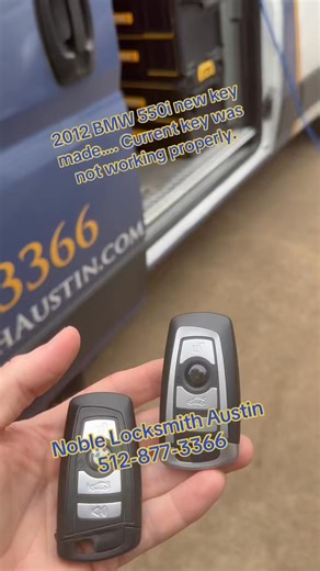 Kyle Floyd on Instagram: "2012 BMW 550i key fob made. Trust me…. Get a spare I stead of waiting for all key lost ….. it’s cheaper. Noble Locksmith Austin. Automotive & Residential locksmith services. Serving Austin Area and Williamson County. 100% mobile. We come to you. Local & Veteran owned/operated. 512-877-3366 https://noblelocksmithaustin.com/ #carkeyreplacement #noblelocksmithaustin #locksmith #bmwkey #imakecarkeys"