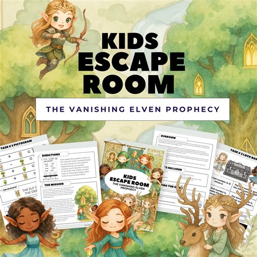 Elven Fantasy Kids Escape Room Printable, Puzzle Adventure, No Prep Print & Play Game, Birthday and Classroom Activity, Ciphers and Clues - Etsy