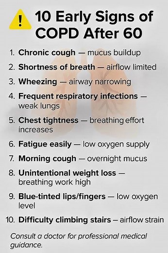 ⚠️ 10 Early Signs of COPD After 60 (Don’t Ignore These)