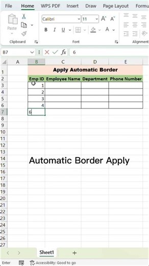 🔥 Number Type Karte Hi Automatic Border Apply! Excel Ki Secret Trick 🤯 #excel #exceltips #trending