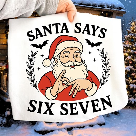 Rolig jultomte säger sex sju jul PNG SVG | Six Seven Meme Jul PNG | Viral Holiday Trend Sublimeringsdesign | Jultomtememe Jul - Etsy Sverige