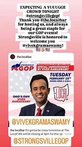 Let's do this Ohio! Strongsville GOP is honored to host you at The Local Strongsville this evening Vivek Ramaswamy!🇺🇸 #usa #strongsvillegop #strongsville | Strongsville GOP