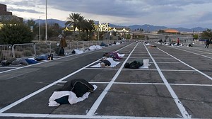 Las Vegas homeless placed in outdoor parking lot as 'temporary shelter'