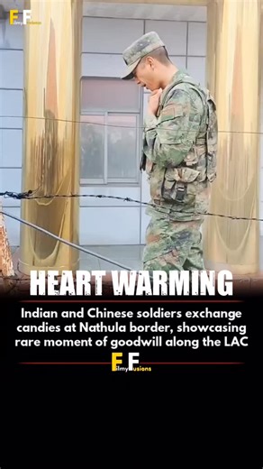 Filmy fusions on Instagram: "Indian and Chinese soldiers were seen exchanging sweets at the Nathula border in Sikkim, reflecting a moment of goodwill and confidence-building between the two sides. The interaction took place at Nathula Pass, a strategically sensitive yet symbolic crossing point along the Line of Actual Control. Such gestures are part of established military protocols aimed at maintaining peace, reducing tensions, and fostering mutual trust between the Indian Army and China’s Peop