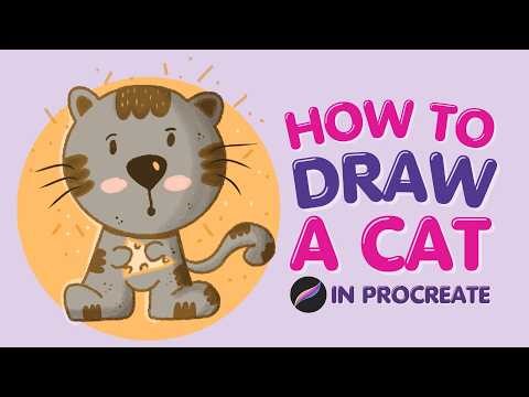 How to Draw a Cute Cat in Procreate Tutorial Digital Art in the ipad #digitalart #procreatetutorial