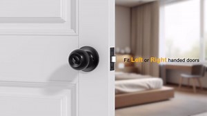 Knobonly 1 Pack Privacy Door Knobs Matte Black, Keyless Door Knobs Interior for Bedroom and Bathroom, Round Door Handles Stainless Steel, Classic Design
