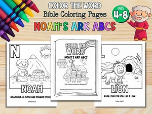 Noah's Ark ABC Coloring Pages: Christian Bible Story (digital Download) - Etsy Canada