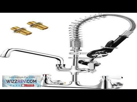 HARDURA Commercial Sink Faucet with Sprayer Wall Mount for Utility Sink Kitchen