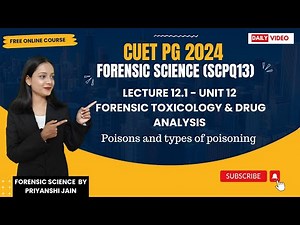 Poisons & type of Poisoning Lecture 12.1 Unit 12 Forensic Toxicology | CUET PG 2024 | Priyanshi Jain