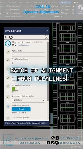 Dynamo Civil 3D - Creación de múltiples alineamientos en menos de un 1 minuto